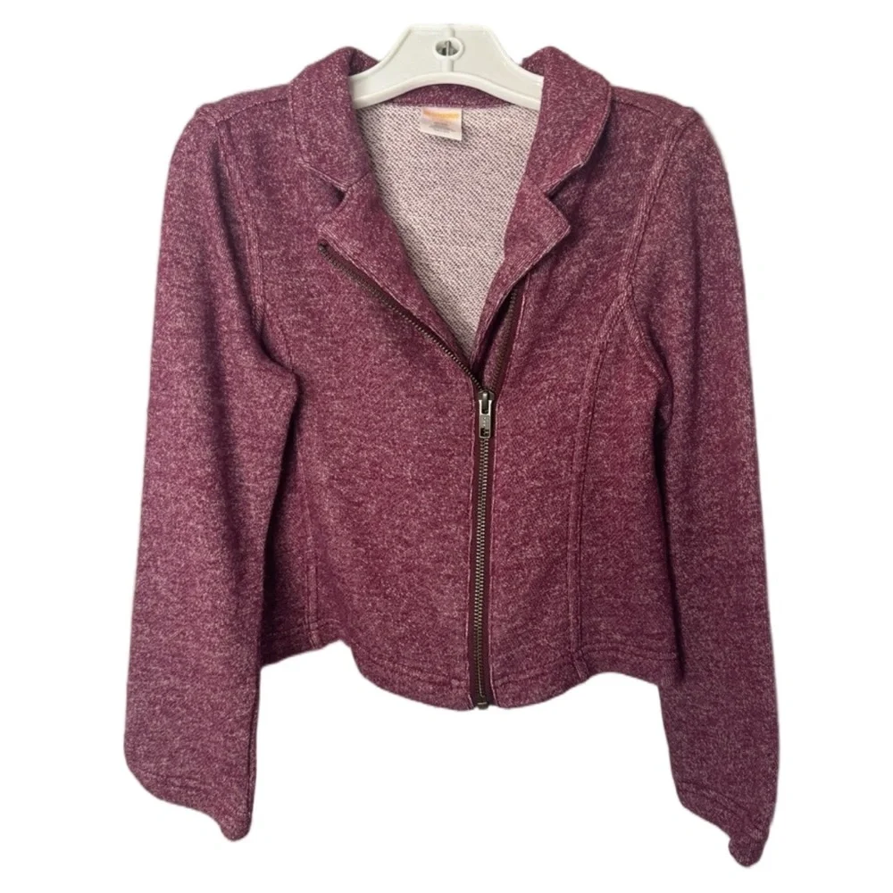 Gymboree Maroon Moto Jacket Girls Size 5/6 Heathered Zip Front Trendy Chic